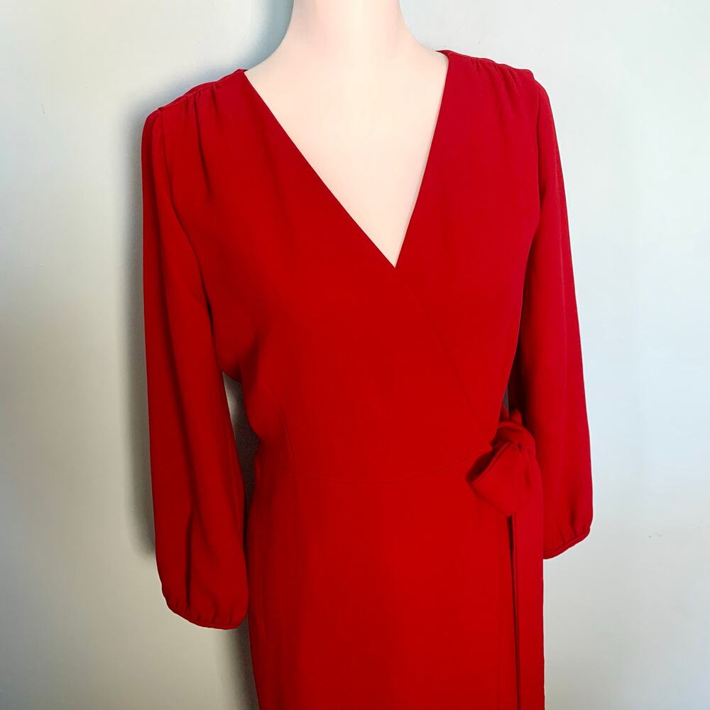 J. Crew Crepe Wrap Dress in Festive Red Size 4 - Picture 3 of 9